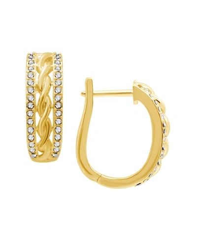 Shop Essentials Silver Or Gold Plated Twist Center Hinge Hoop Earrings In Gold-plated