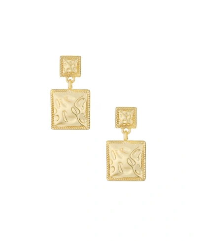 Shop Ettika Double Square Statement Earrings In Gold-plated