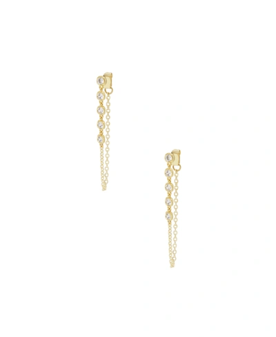 Ettika Crystal Gold-plated Chain Dangle Earrings In Gold-plated