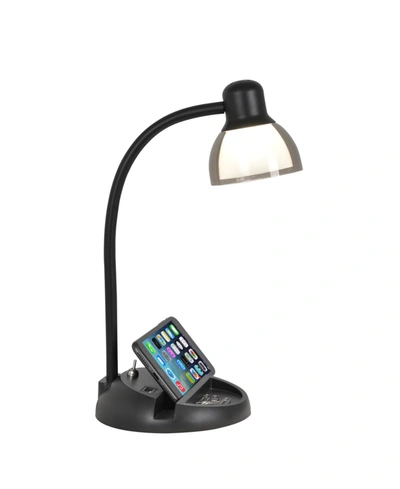Shop Adesso Charging Station Led Desk Lamp In Black Finish