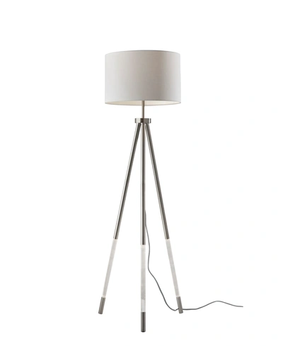 Shop Adesso Della Nightlight Floor Lamp In Brushed Steel Clear Acrylic Light Up Leg