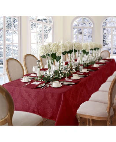 Elrene Barcelona Damask Oblong Tablecloth, 60" X 144" In Burgundy
