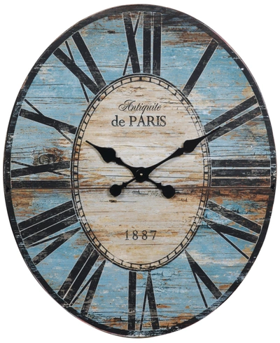 Shop 3r Studio Decorative Oval Wood Wall Clock With Distressed Finish, Turquoise