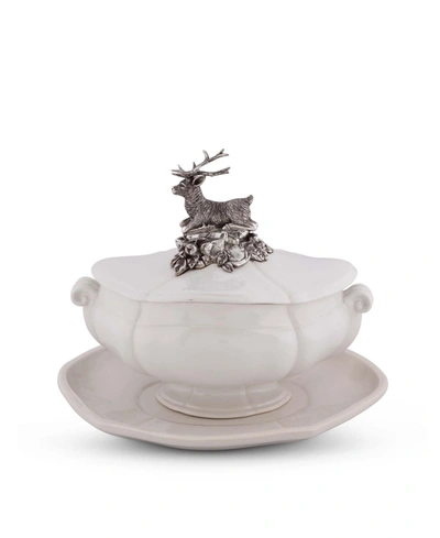 Shop Vagabond House Pewter Metal Stag Stoneware Soup Tureen With Tray
