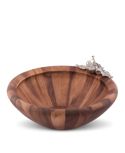 Shop Vagabond House Acacia Wood "harvest" Serving, Salad, Fruit Bowl With Solid Pewter Accents