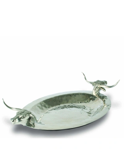 Shop Vagabond House Long Horn Steer Handle Stainless Tray In Pewter