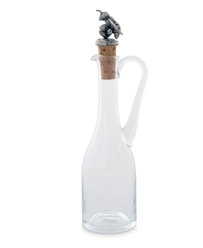 Shop Vagabond House Hand-blown Cruet Glass Bottle With Cork Stopper And Solid Pewter Bee Honey, Oil, Salad Dressing Bott