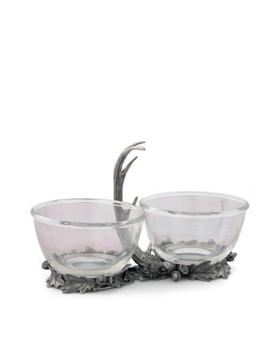 Shop Vagabond House Dip, Nut, Sauce, Condiment Bowl Double Removable Glass Bowl With Solid Pewter Rustic Antler Handle