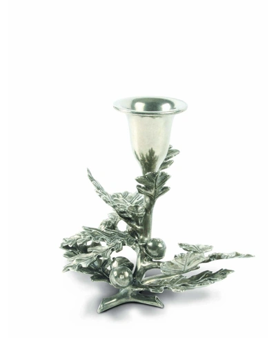 Vagabond House Pewter Metal Oak Leaf Candlestick Holder In Pewter