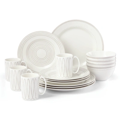 Shop Kate Spade New York Charlotte Street West Grey 16-pc Dinnerware Set, Service For 4 In White And Grey