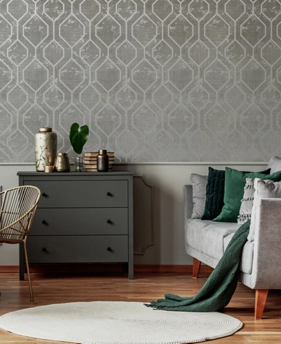 Shop Graham & Brown Armature Geometric Wallpaper In Gray/silver-tone