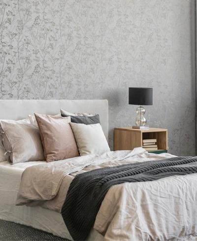Shop Graham & Brown Hedgerow Wallpaper In Gray/pale Gold-tone