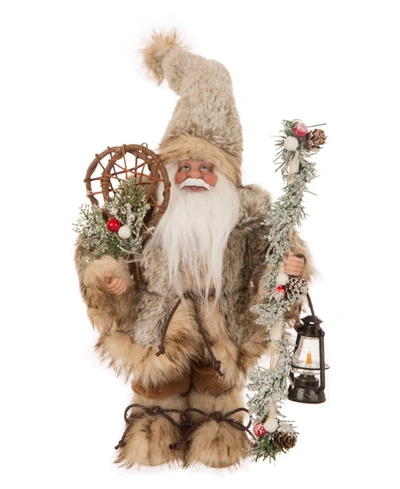 Glitzhome 12" H Santa Figurine In Beige