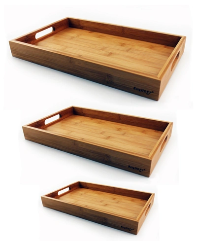 Shop Berghoff Bamboo 3 Piece Tray Set In Brown