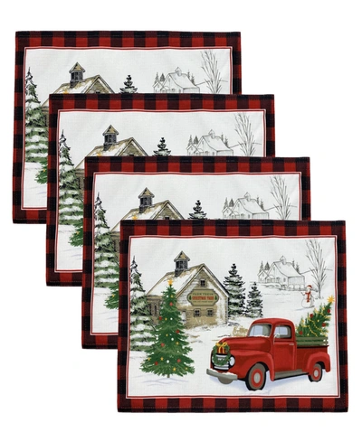 Elrene Vintage Christmas Tree Farm Holiday Placemat, Set Of 4 In Multi