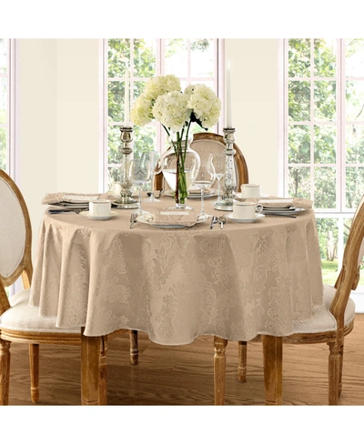 Elrene Barcelona Damask Oval Tablecloth, 60" X 84" In Beige (ecr