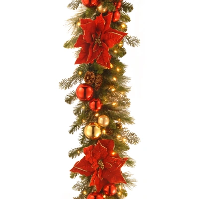 Shop National Tree Company 9' By 12" Decorative Collection Home For The Holidays Garland With 100 Clear Lights In Green