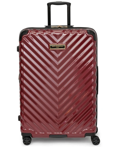 Shop Karl Lagerfeld Chevron 28" Hardside Spinner Luggage In Burgundy