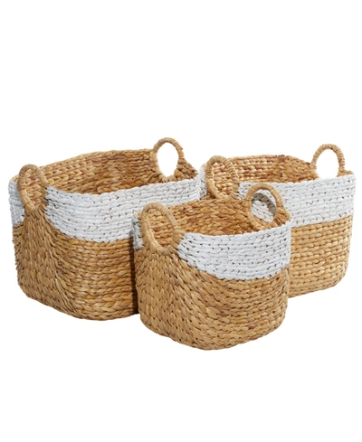 Shop Rosemary Lane Storage Basket Set, 3 Pieces In Brown