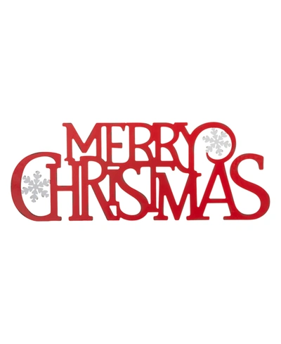 Glitzhome Metal Merry Christmas Wall Decor, 24" In Red