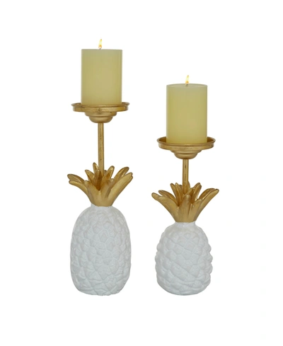 Shop Rosemary Lane Modern Candle Holder, Set Of 2 In White