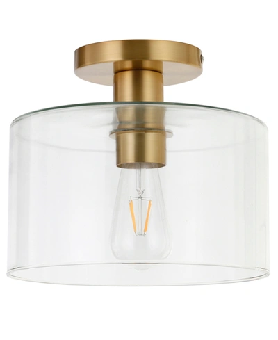 Shop Hudson & Canal Henri Semi Flush Mount Ceiling Light With Shade In Brass