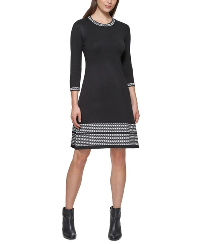 Shop Jessica Howard Petite Contrast-trim Sweater Dress In Black/white