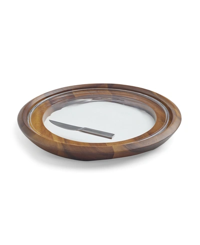 Shop Nambe Cooper Cheese Tray With Knife In Brown/glass
