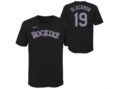 Nike Colorado Rockies Youth Name And Number Player T-shirt Charlie Blackmon In Black
