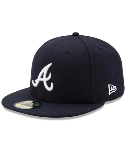 Shop New Era Men's Atlanta Braves Road Authentic Collection On-field 59fifty Fitted Cap In Navy