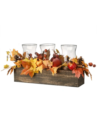 Shop National Tree Company 24" Maple Leaves Candleholder Centerpiece In Brown