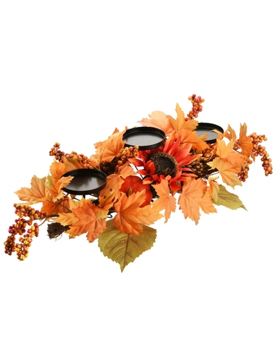 Shop National Tree Company 24" Harvest Maple Leaf Candleholder In Yellow