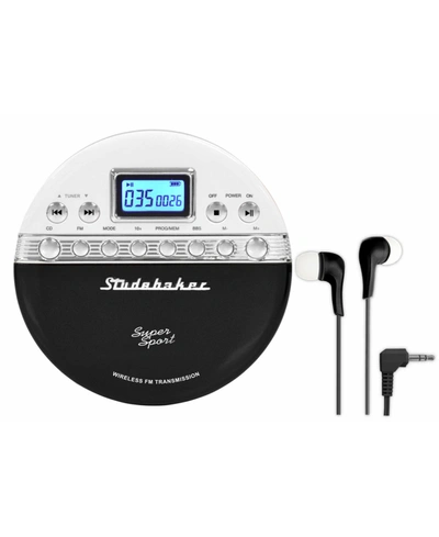Shop Studebaker Sb3705bw Joggable Personal Cd Player With Wireless Fm Transmission And Fm Pll Radio In Black-white