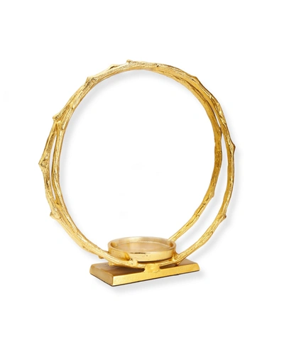 Shop Classic Touch 13.75" Circle Hurricane Candle Holder In Gold-tone