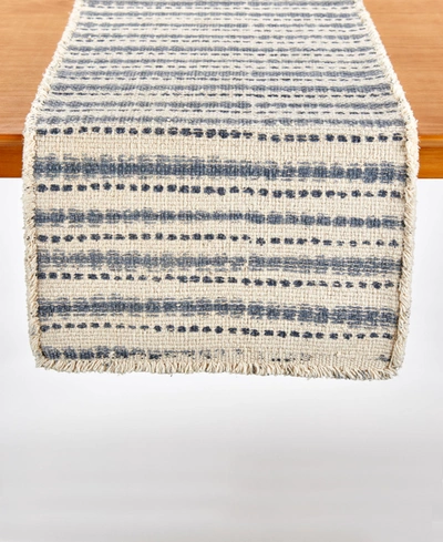 Shop Tableau Water Stripe Printed Table Runner, 72" X 14" In Blue