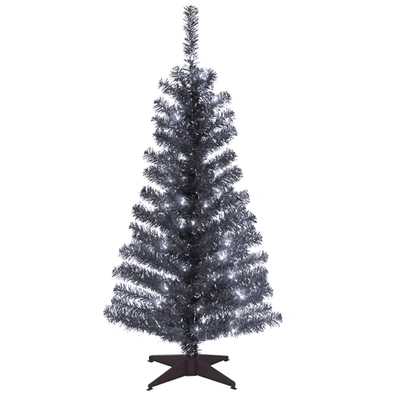 Shop National Tree Company National Tree 4 Ft. Black Tinsel Tree With Clear Lights