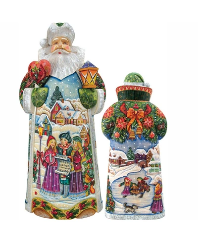 Shop G.debrekht Woodcarved Hand Painted In Harmony Santa Figurine In Multi