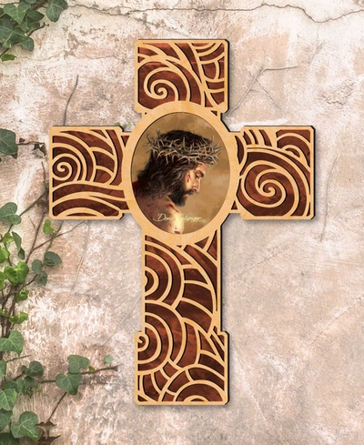 Designocracy Jesus Inspirational Wooden Modern Cross In Multi Color