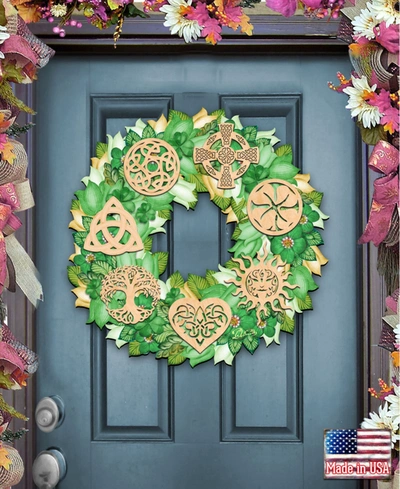 Designocracy Irish Symbols Wood Wreath Door Hanger In Multi Color