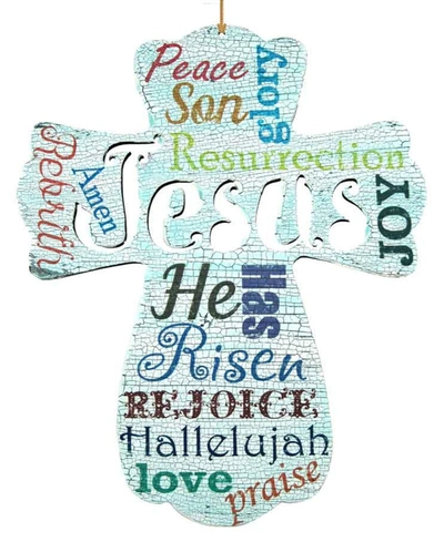 Designocracy 2 Piece Jesus Cross Easter Wood Ornament Set In Multi Color
