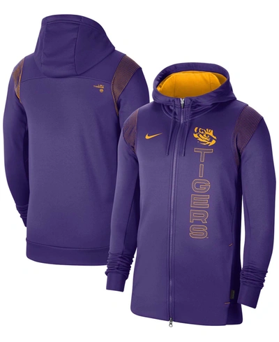 Shop Nike Men's Lsu Tigers 2021 Sideline Performance Full-zip Hoodie In Purple
