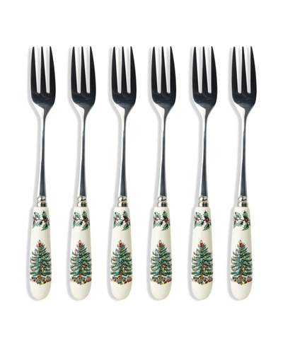 Spode Christmas Tree Pastry Forks, Set Of 6