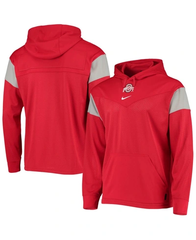 Shop Nike Men's Ohio State Buckeyes Sideline Jersey Pullover Hoodie In Scarlet