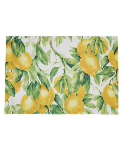 Shop Saro Lifestyle Printed Placemat Set Of 4 In Lemon