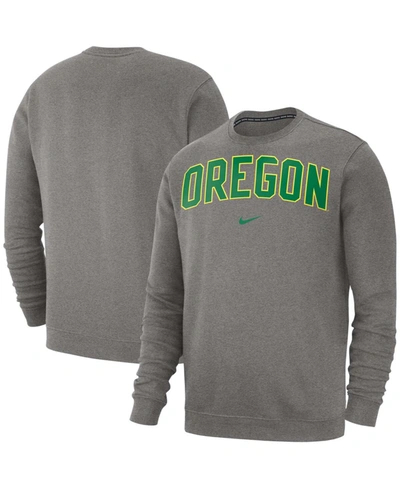 Shop Nike Men's Oregon Ducks Club Fleece Sweatshirt In Heather Gray