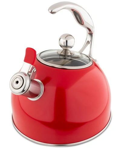 Shop Viking Stainless Steel 2.6-quart Black Tea Kettle With Copper Handle In Red