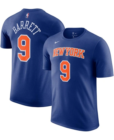 Shop Nike Blue New York Knicks Rj Barrett Name & Number T-shirt