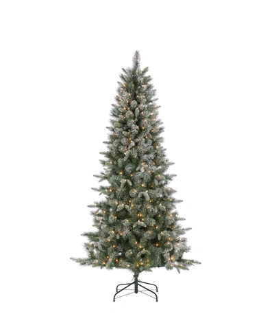 Shop Sterling 7ft. Lightly Flocked Natural Cut Arctic Pine With Glitter And 400 Clear Lights In Green