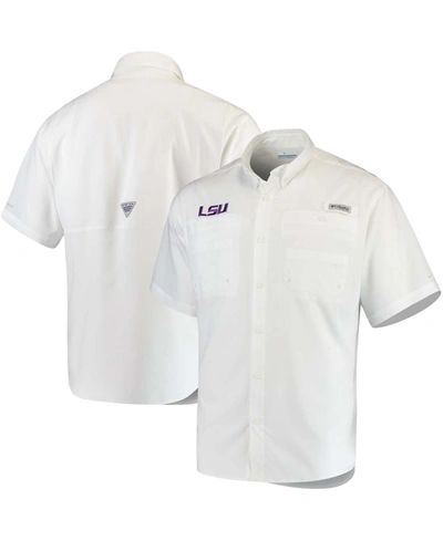 Shop Columbia Men's Lsu Tigers Pfg Tamiami Shirt In White