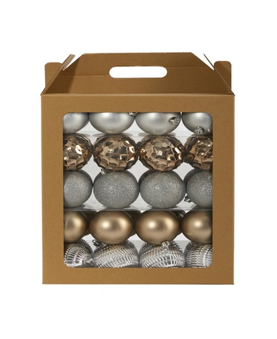 Nearly Natural Holiday Shatterproof, 40 Count Christmas Tree Ornament Box Set In Silver